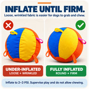 Fully inflated nyvose herding ball with a smooth, taut cover