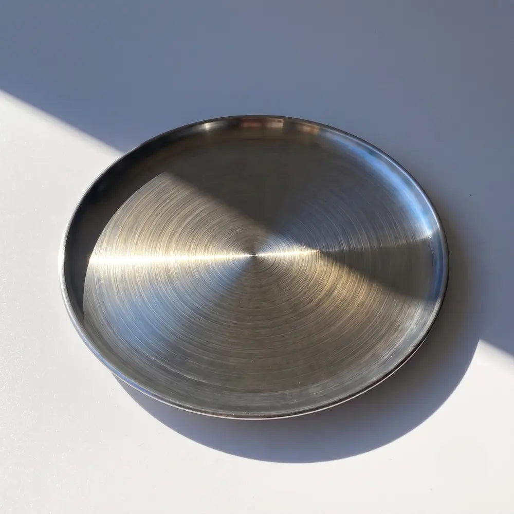 8" Stainless Steel Candle Plate | Decorative Coaster & Wax Tray