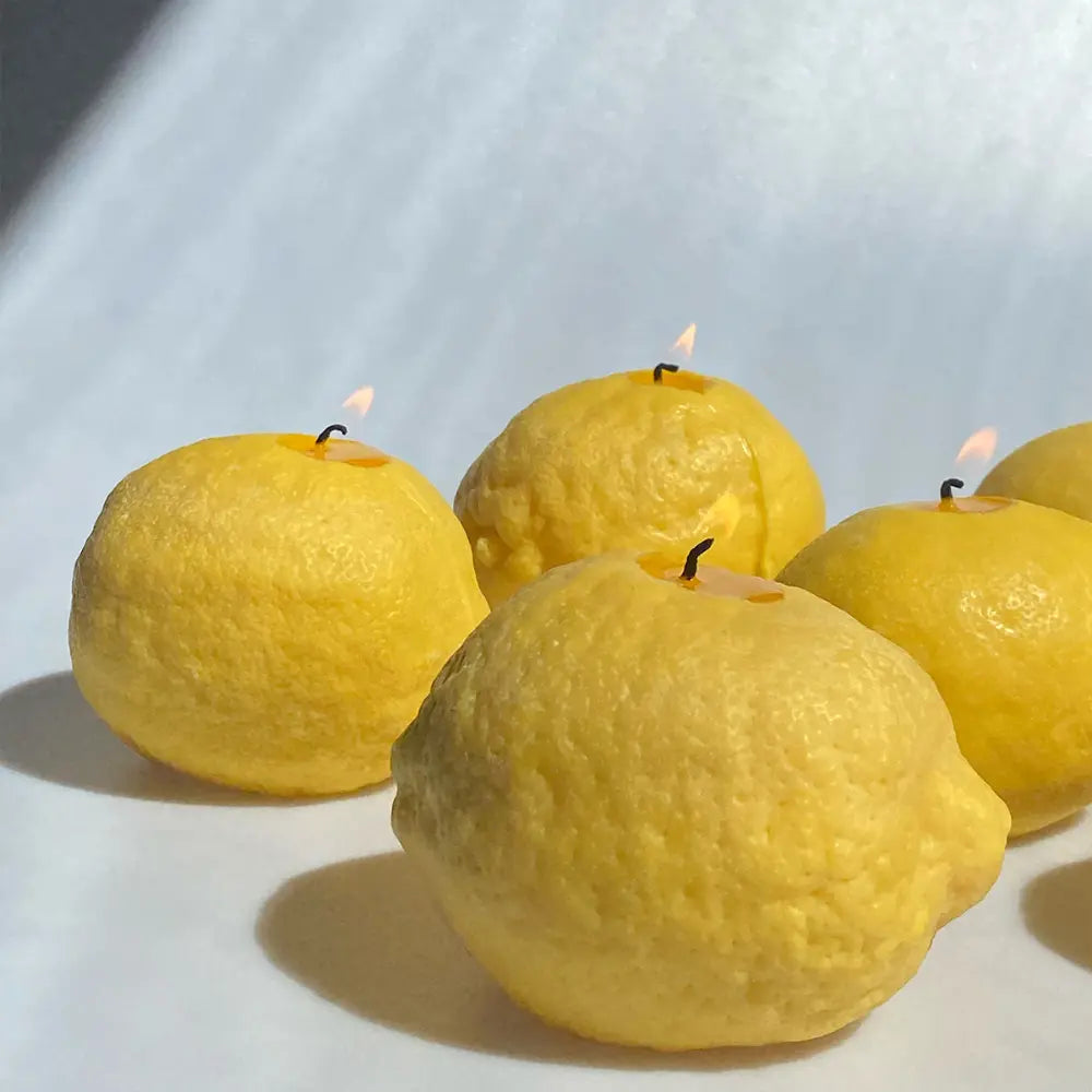 Yellow Lemon Candles (Set of 3) | Fresh Zesty Citrus Scented