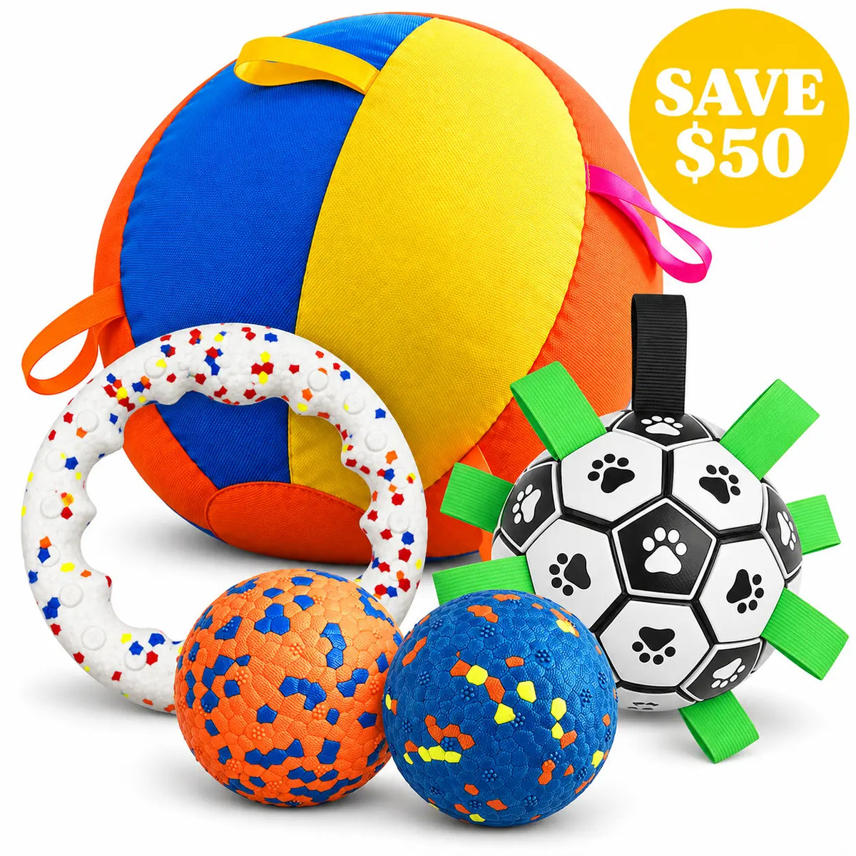 nyvose Ultimate Bundle dog toy set with 55 cm herding ball